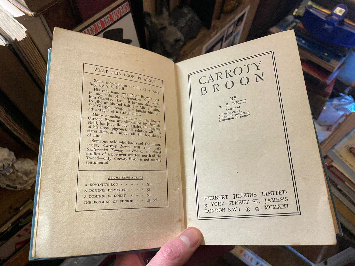 A. S. Neill : Carroty Broon SIGNED &amp; INSCRIBED First Edition 1921 Educationalist