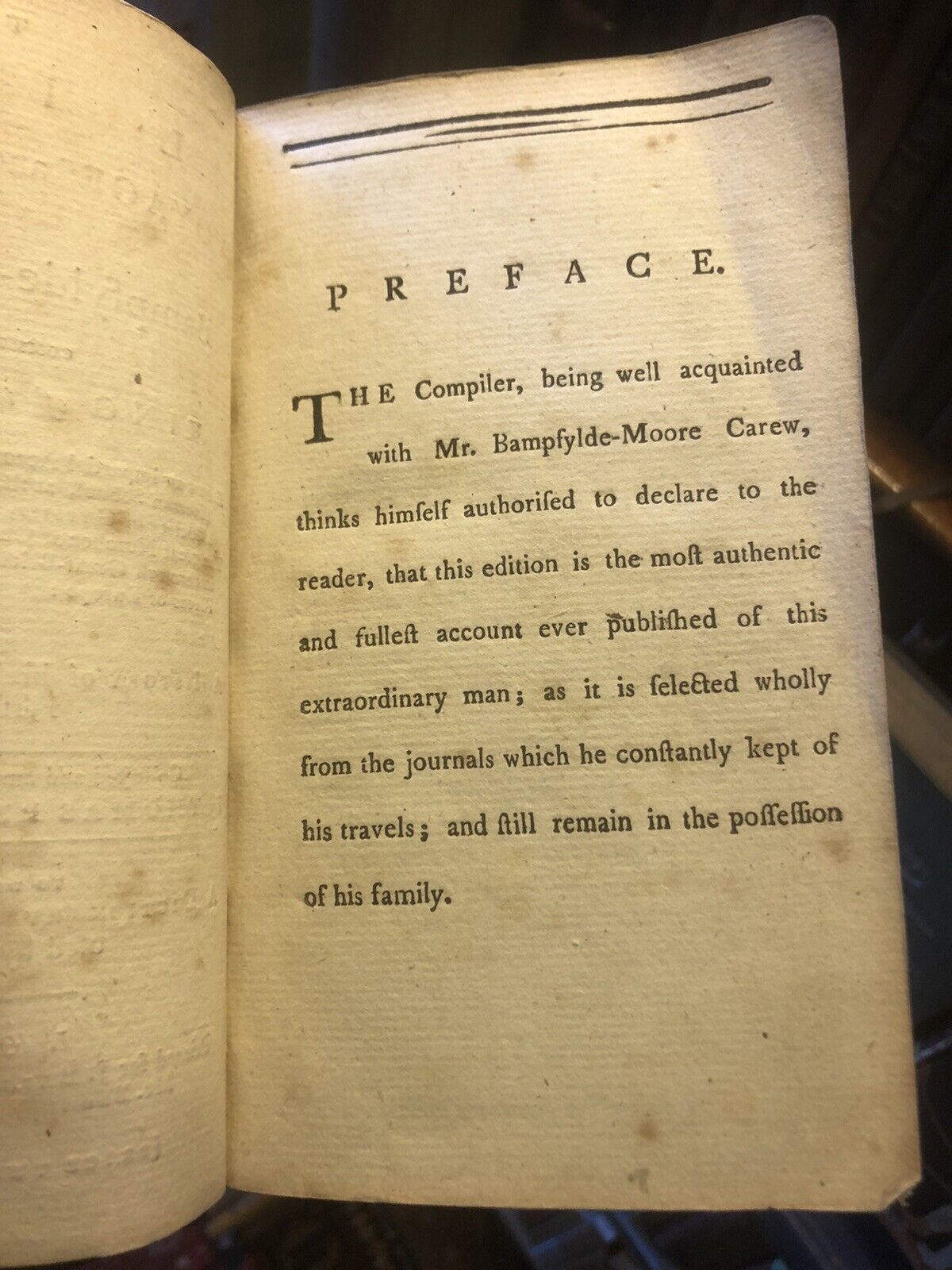 1785 KING OF THE GIPSIES : Voyages and Adventures of Bampfylde-Moore Carew