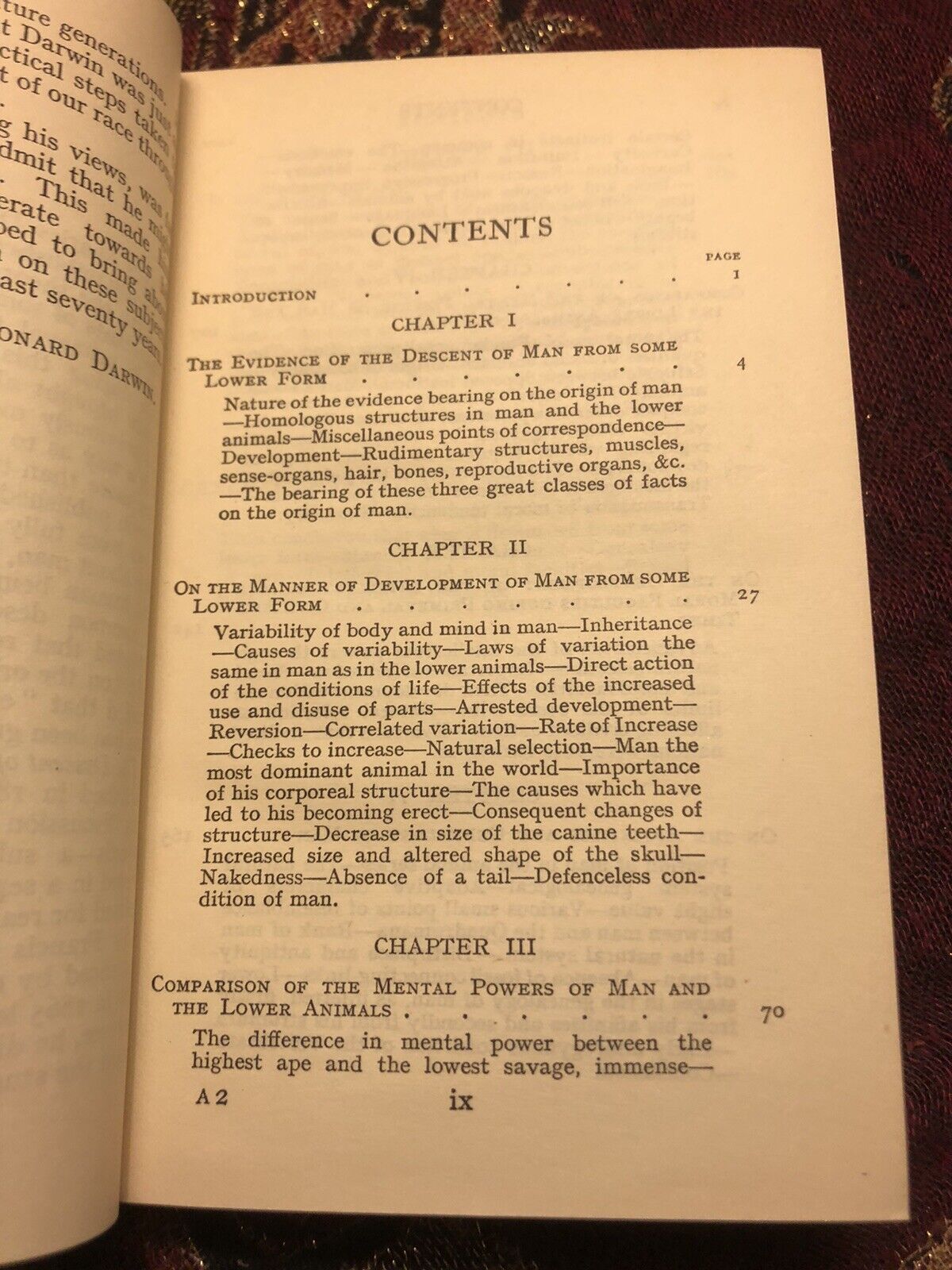 1930 Charles Darwin : The Descent of Man (Thinker's Library) VGC