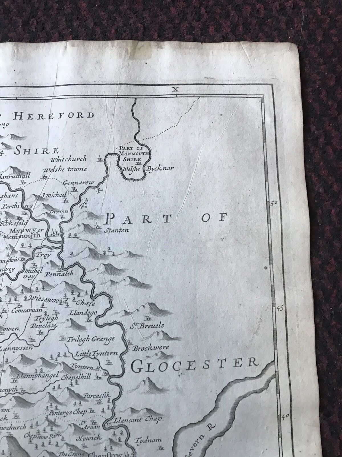1695 COUNTY of MONMOUTH Original English Antique Map  Robert Morden RARE