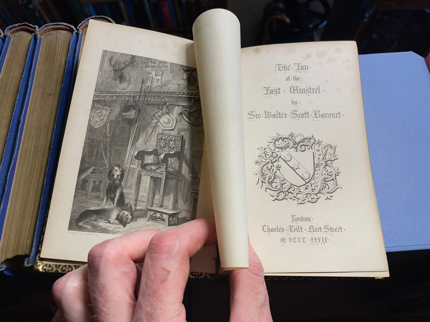 1835 THE LAY OF THE LAST MINSTREL Sir Walter Scott STEEL ENGRAVINGS Leather Gilt