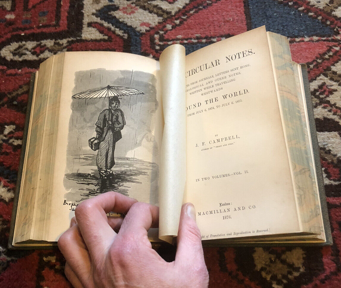 1876 J F Campbell : My Circular Notes : Illustrated Travel Book :  Bickers Bound
