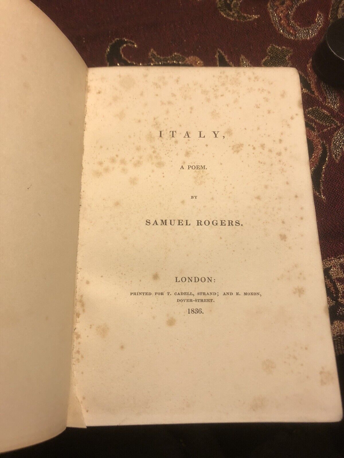1836 : ITALY : A POEM by SAMUEL ROGERS Full Fine Leather Binding ENGRAVINGS