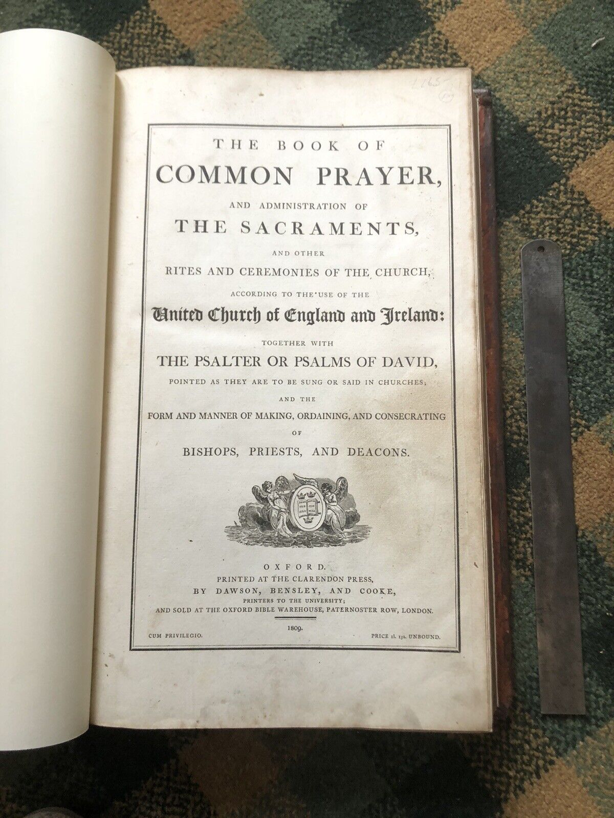 1809 Large Early 19thc Common Prayer : Antique Folio Leather Binding ( Oxford )