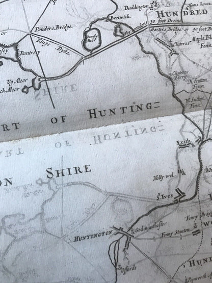 1695 COUNTY of CAMBRIDGESHIRE Original English Antique Map  Robert Morden RARE