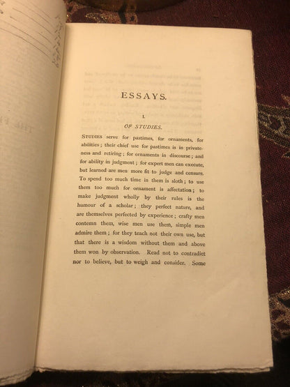 1885 FRANCIS BACON The Essays or Counsels Civil and Moral INTRO BY HENRY MORLEY