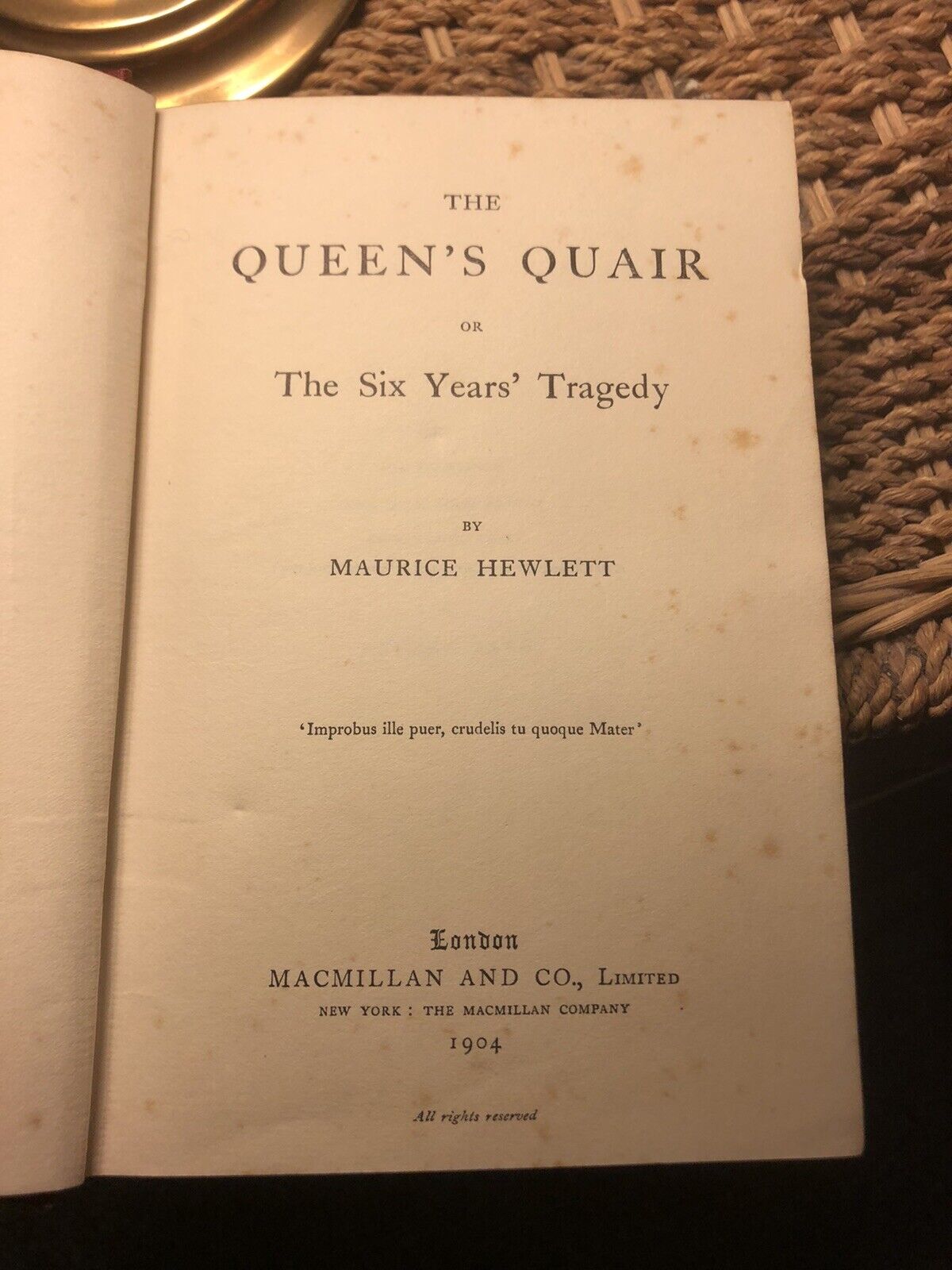 1904 THE QUEEN'S QUAIR Stunning Macmillan Gilt Cloth Binding MAURICE HEWLETT