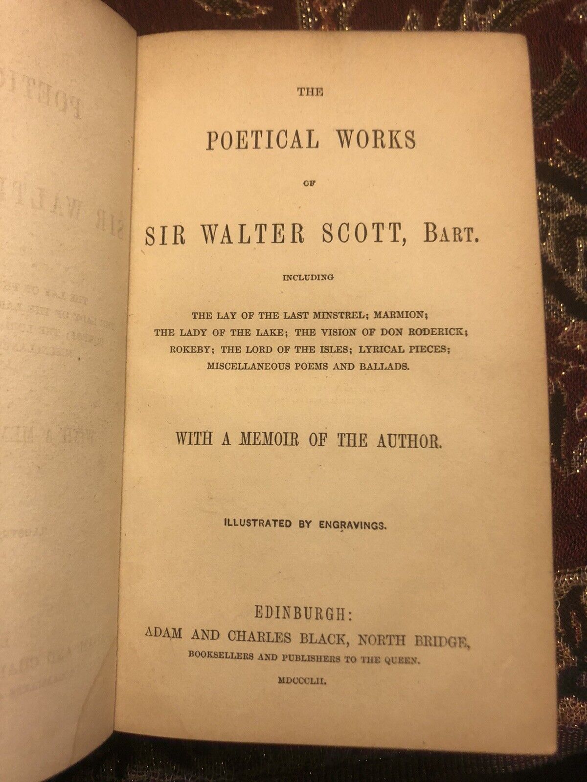 1852 The Poetical Works of Sir Walter Scott : Memoir of the Author : Engravings