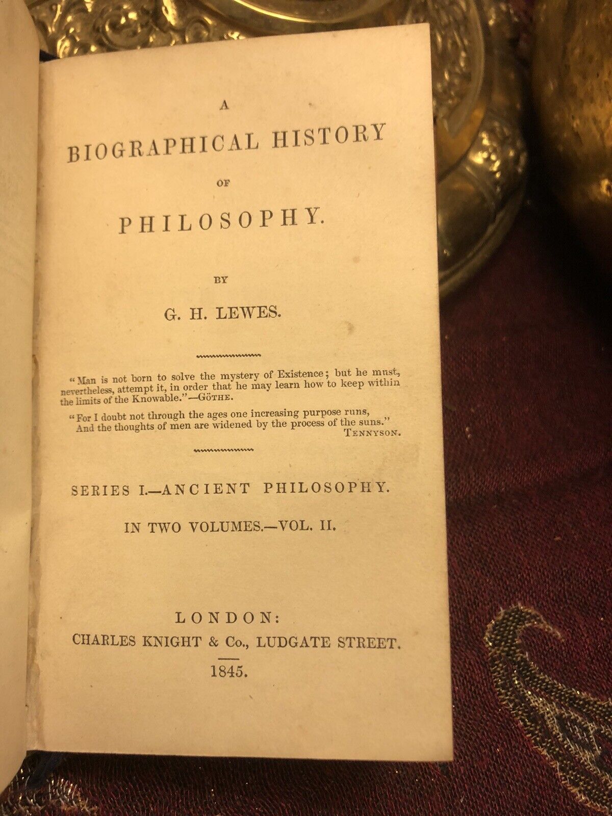 1845 A Biographical History of Philosophy :  G H Lewes : Greek Philosophy