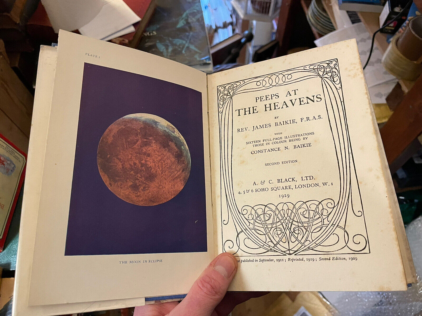 1929 Baikie's Peeps at the Heavens / Astronomy / Planets / Stars : Dust jacket