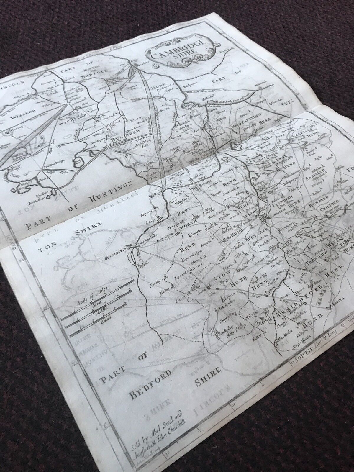 1695 COUNTY of CAMBRIDGESHIRE Original English Antique Map  Robert Morden RARE