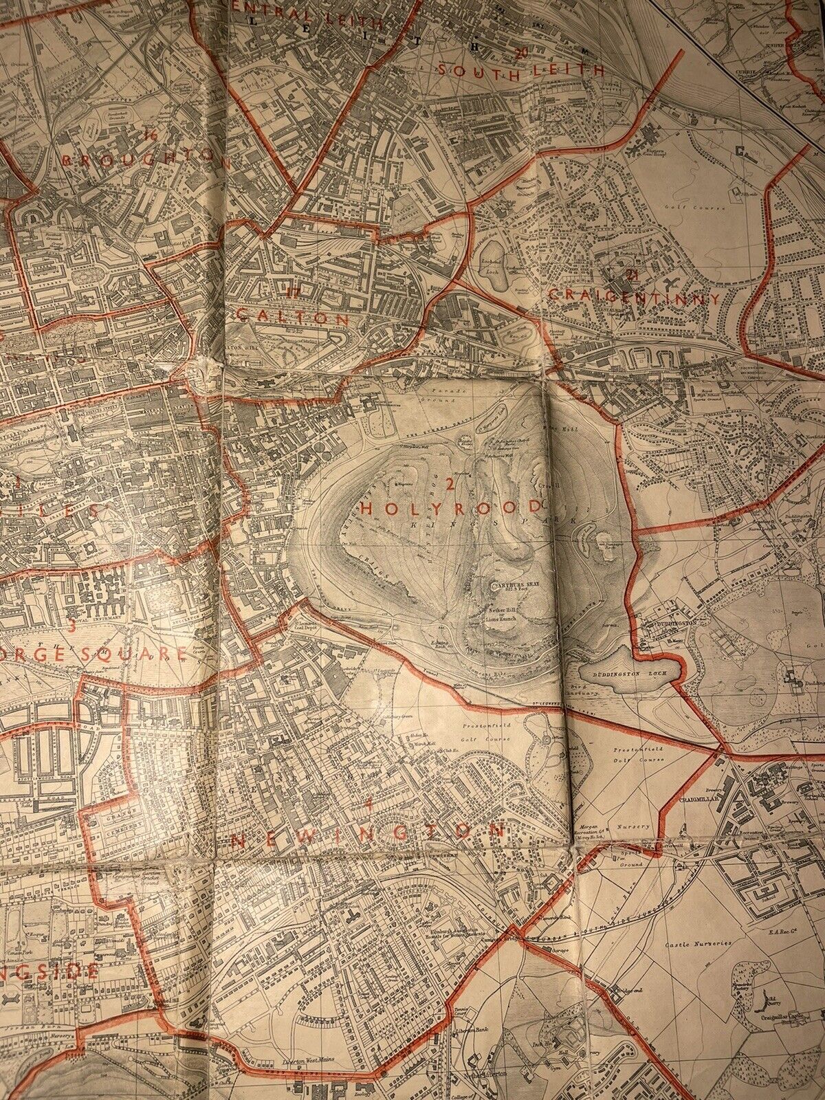 Large Folding Map of Edinburgh, Scotland (50 x 40cm) 1945-1950 Bartholomew