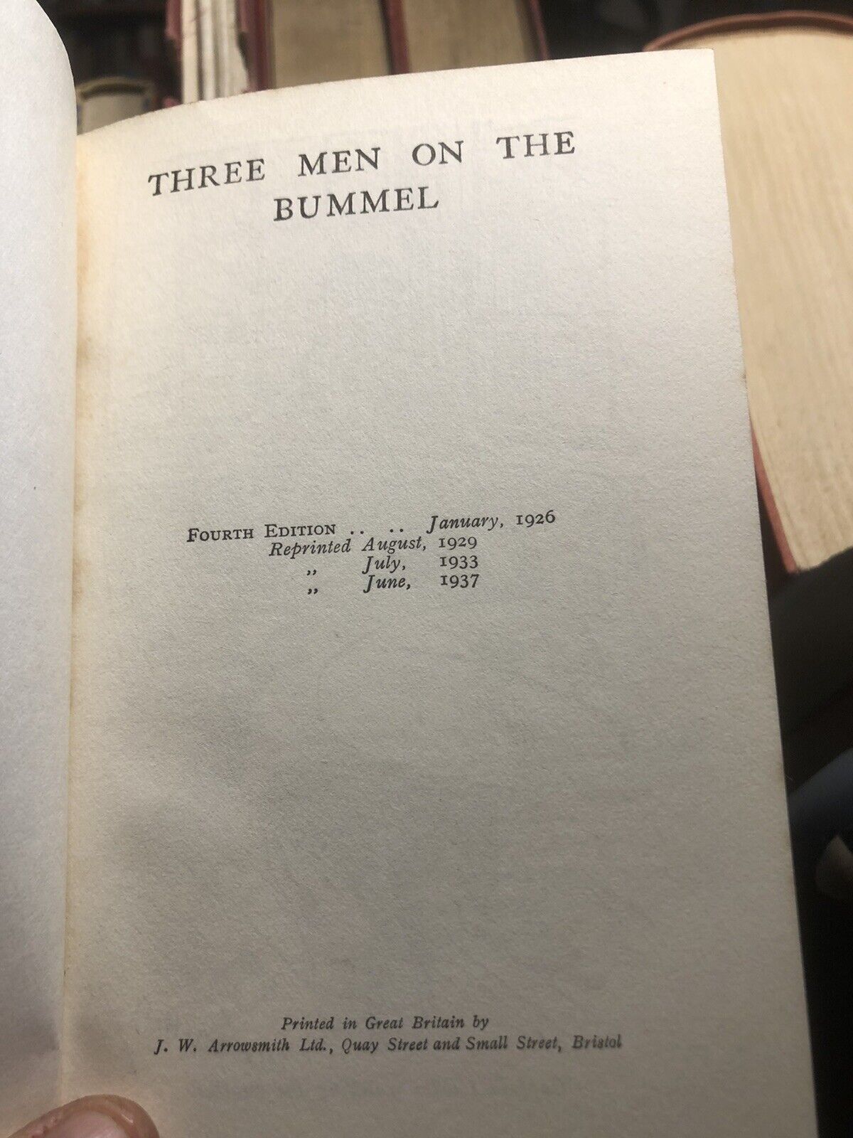 Jerome K Jerome : Three Men on the Bummel : Hardback in Dust Jacket 1937