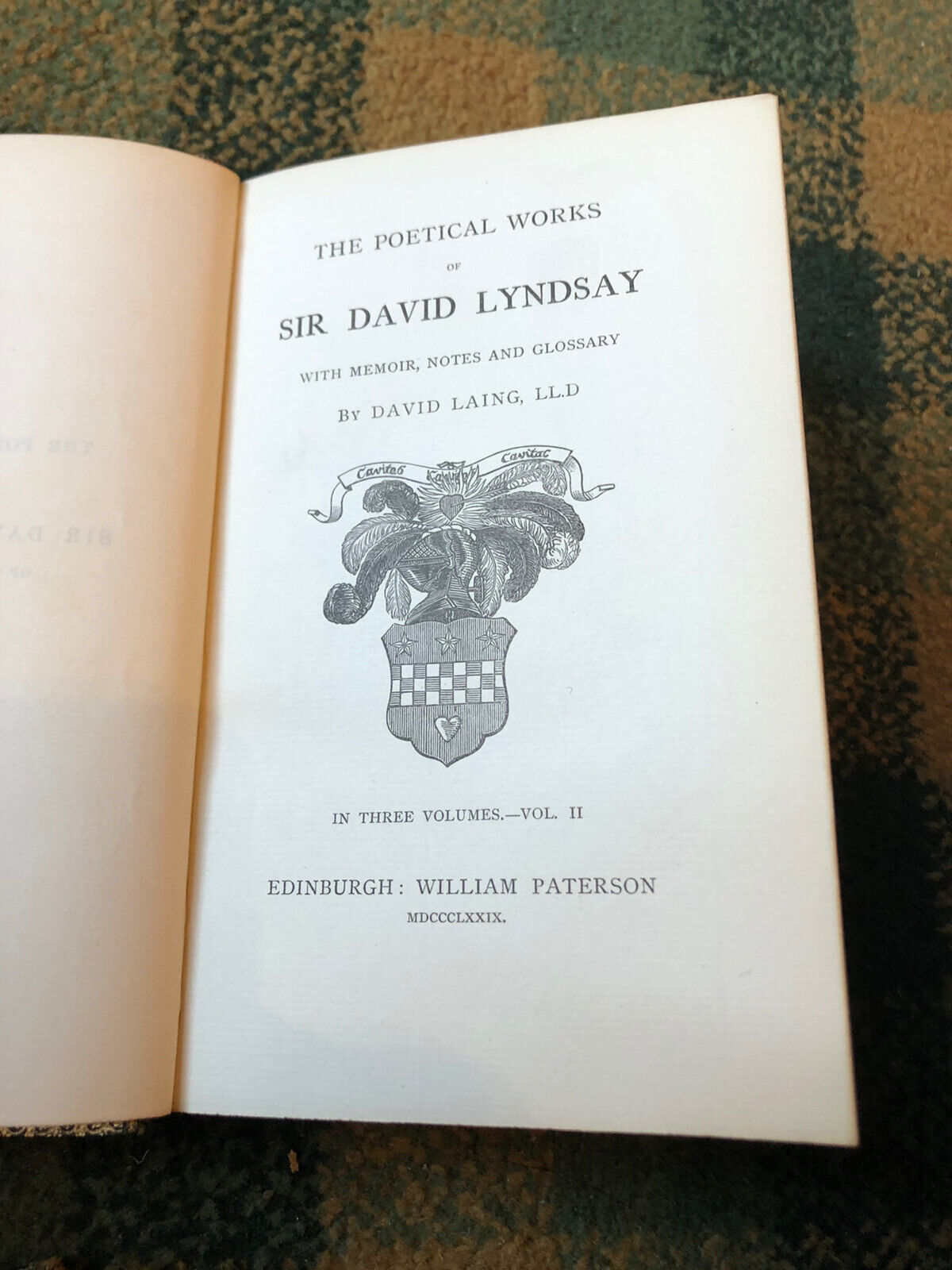 1879 POETICAL WORKS OF SIR DAVID LYNDSAY 3 Fine Bindings : Renaissance Poetry