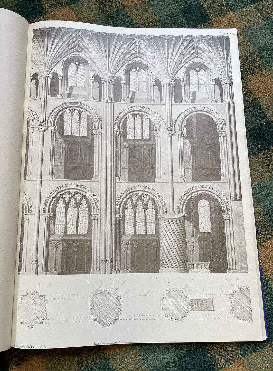 1965 Norwich Cathedral : Large Architectural Plates : Folio (24.5" x 17") Repton