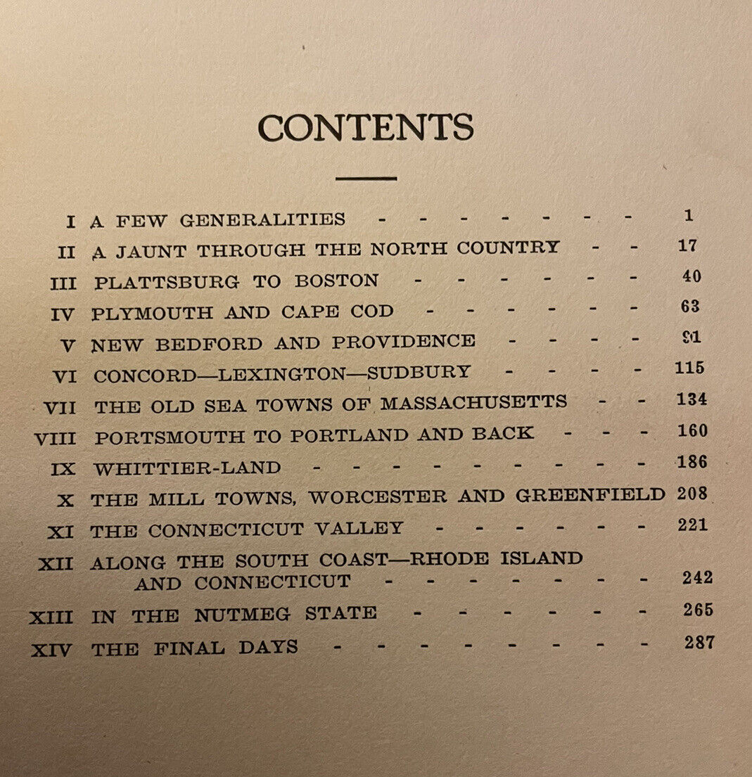 New England Highways &amp; Byways From a Motor Car 1924
